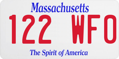 MA license plate 122WF0