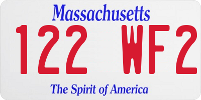 MA license plate 122WF2