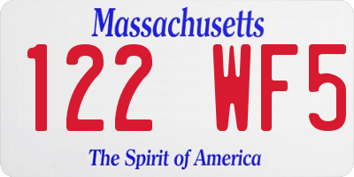 MA license plate 122WF5