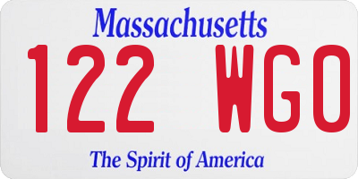 MA license plate 122WG0