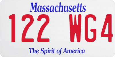 MA license plate 122WG4