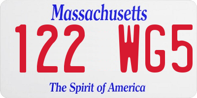 MA license plate 122WG5