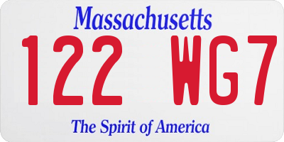 MA license plate 122WG7