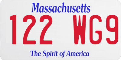 MA license plate 122WG9