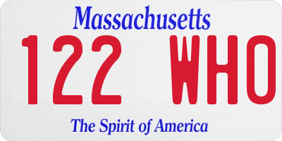 MA license plate 122WH0