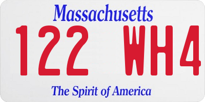 MA license plate 122WH4