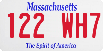 MA license plate 122WH7