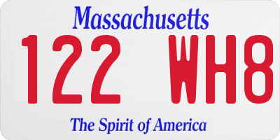 MA license plate 122WH8