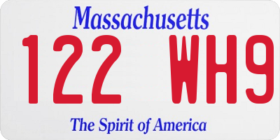 MA license plate 122WH9