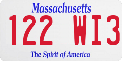 MA license plate 122WI3