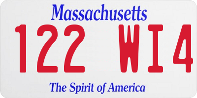 MA license plate 122WI4