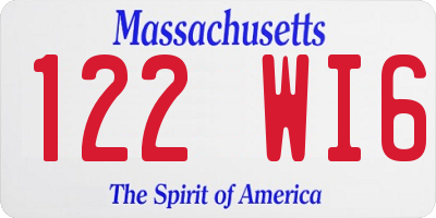 MA license plate 122WI6