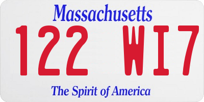 MA license plate 122WI7