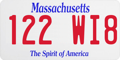MA license plate 122WI8