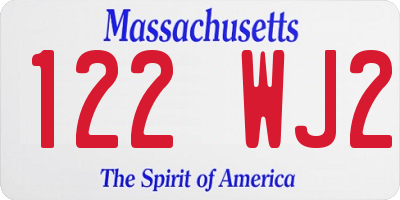 MA license plate 122WJ2