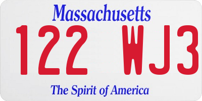 MA license plate 122WJ3