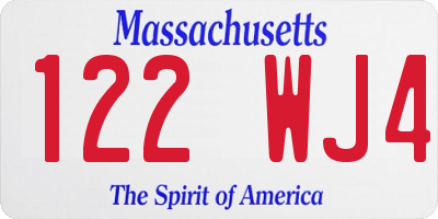 MA license plate 122WJ4