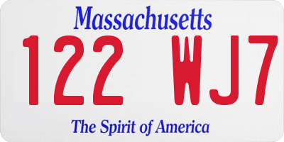 MA license plate 122WJ7