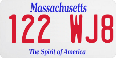 MA license plate 122WJ8