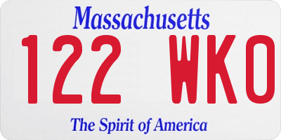 MA license plate 122WK0