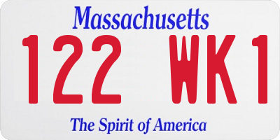 MA license plate 122WK1