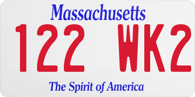 MA license plate 122WK2