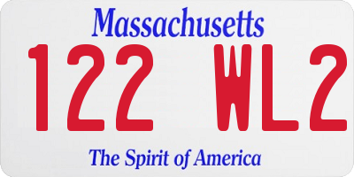MA license plate 122WL2