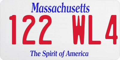 MA license plate 122WL4