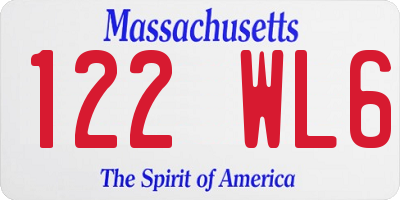MA license plate 122WL6