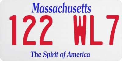 MA license plate 122WL7