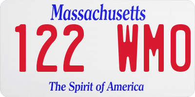 MA license plate 122WM0