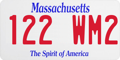MA license plate 122WM2