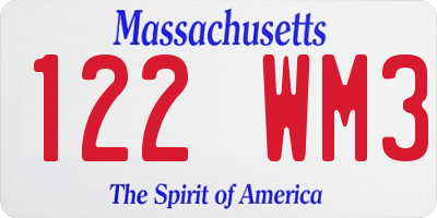 MA license plate 122WM3