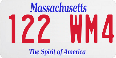 MA license plate 122WM4