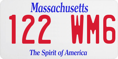 MA license plate 122WM6