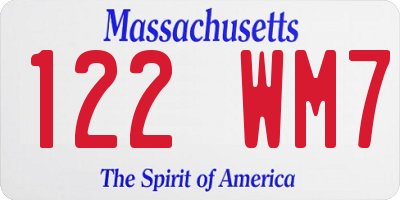 MA license plate 122WM7