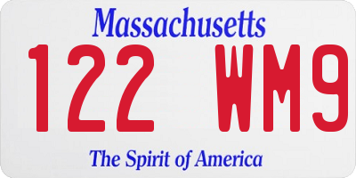 MA license plate 122WM9