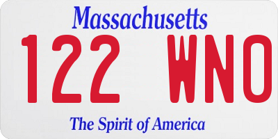 MA license plate 122WN0