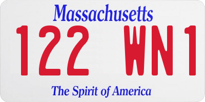 MA license plate 122WN1