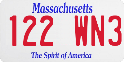 MA license plate 122WN3