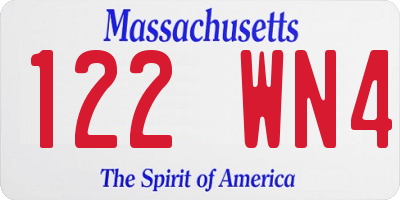 MA license plate 122WN4