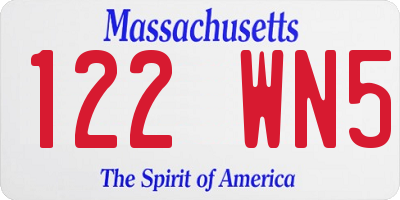 MA license plate 122WN5