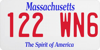MA license plate 122WN6