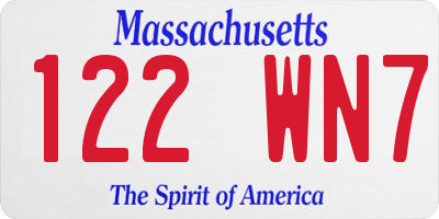 MA license plate 122WN7