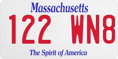 MA license plate 122WN8