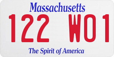 MA license plate 122WO1