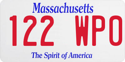 MA license plate 122WP0