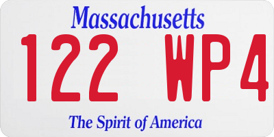 MA license plate 122WP4