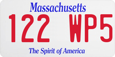 MA license plate 122WP5