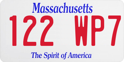 MA license plate 122WP7